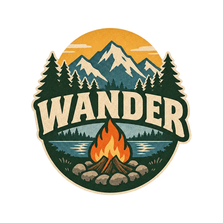 Retro camping badge