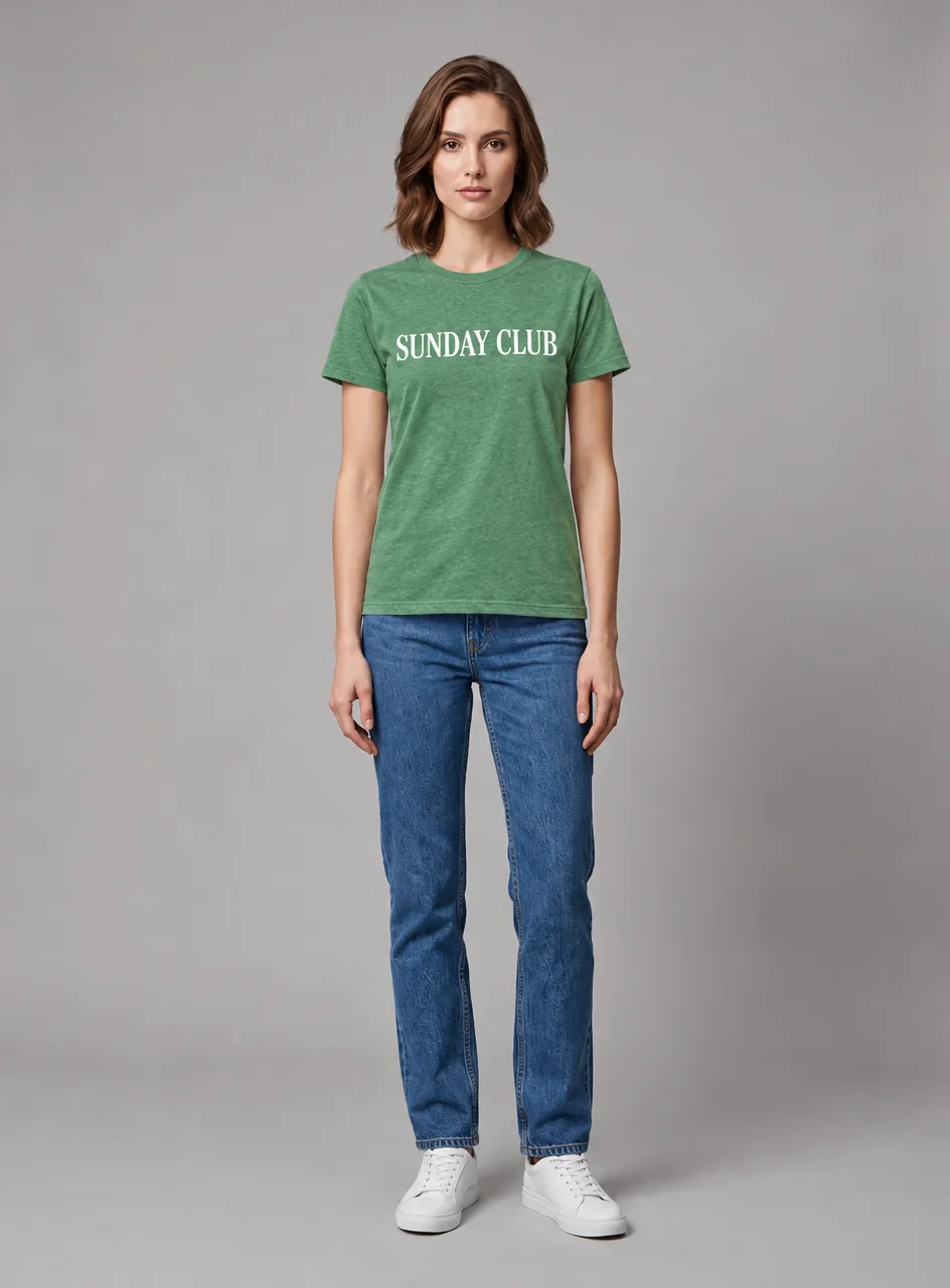 Printed tee, flat lay