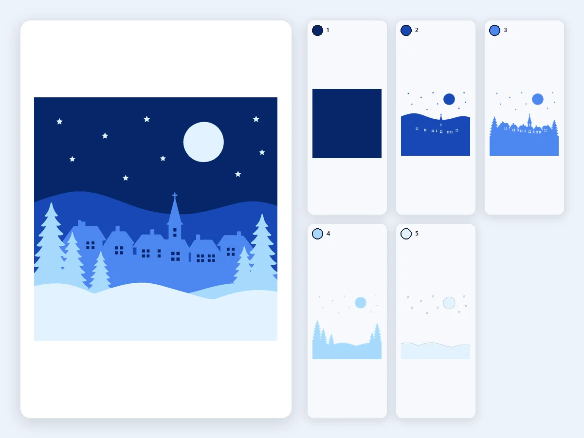 Christmas night village shadow box