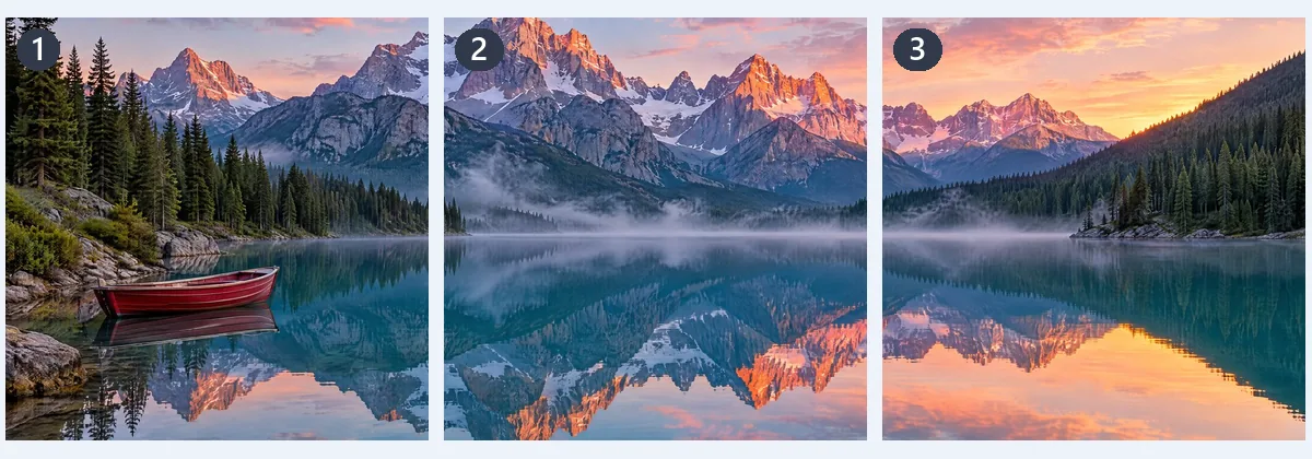 Lago alpino al amanecer