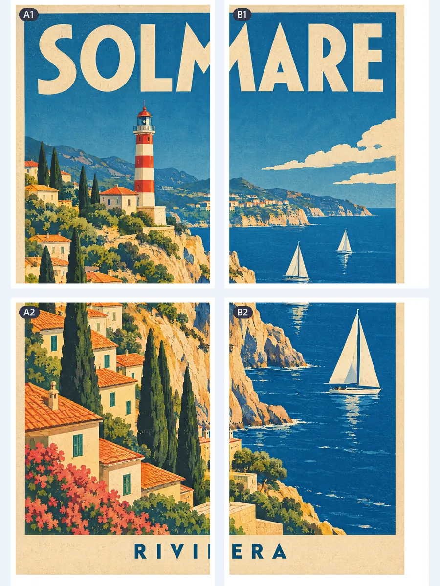 Póster retro de viaje junto al mar