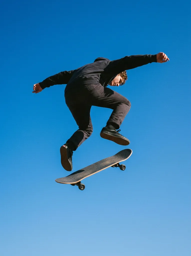Kickflip against the sky