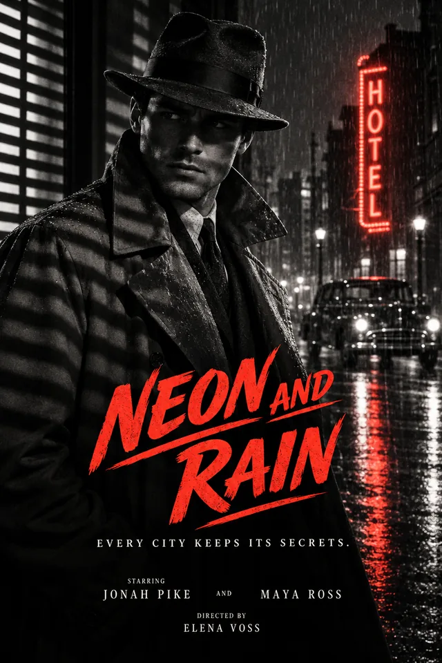 Neon and Rain：带演职员的海报