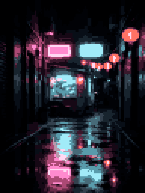 Neon alley at night