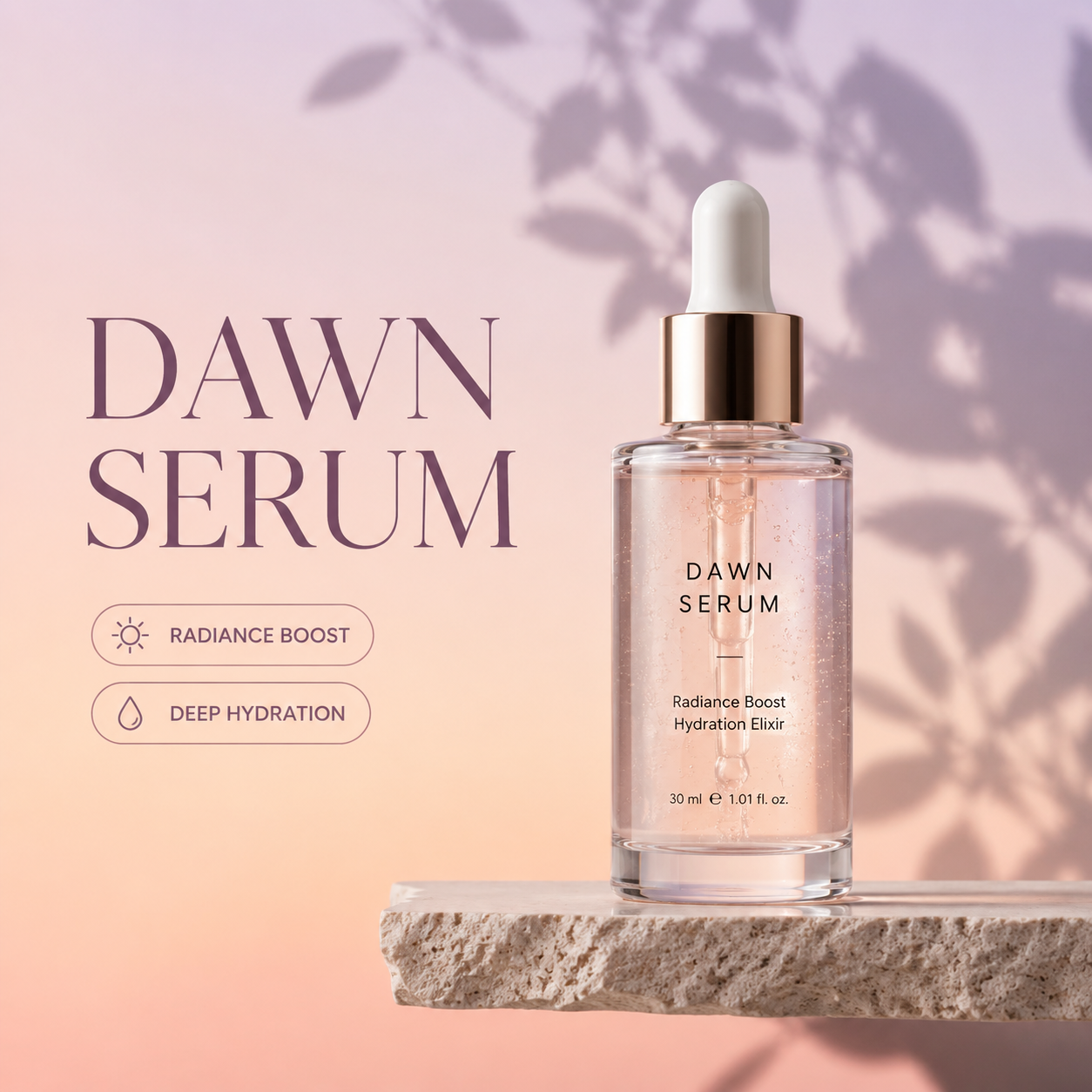 Image to PSD example showing a cosmetic campaign separated into four layers