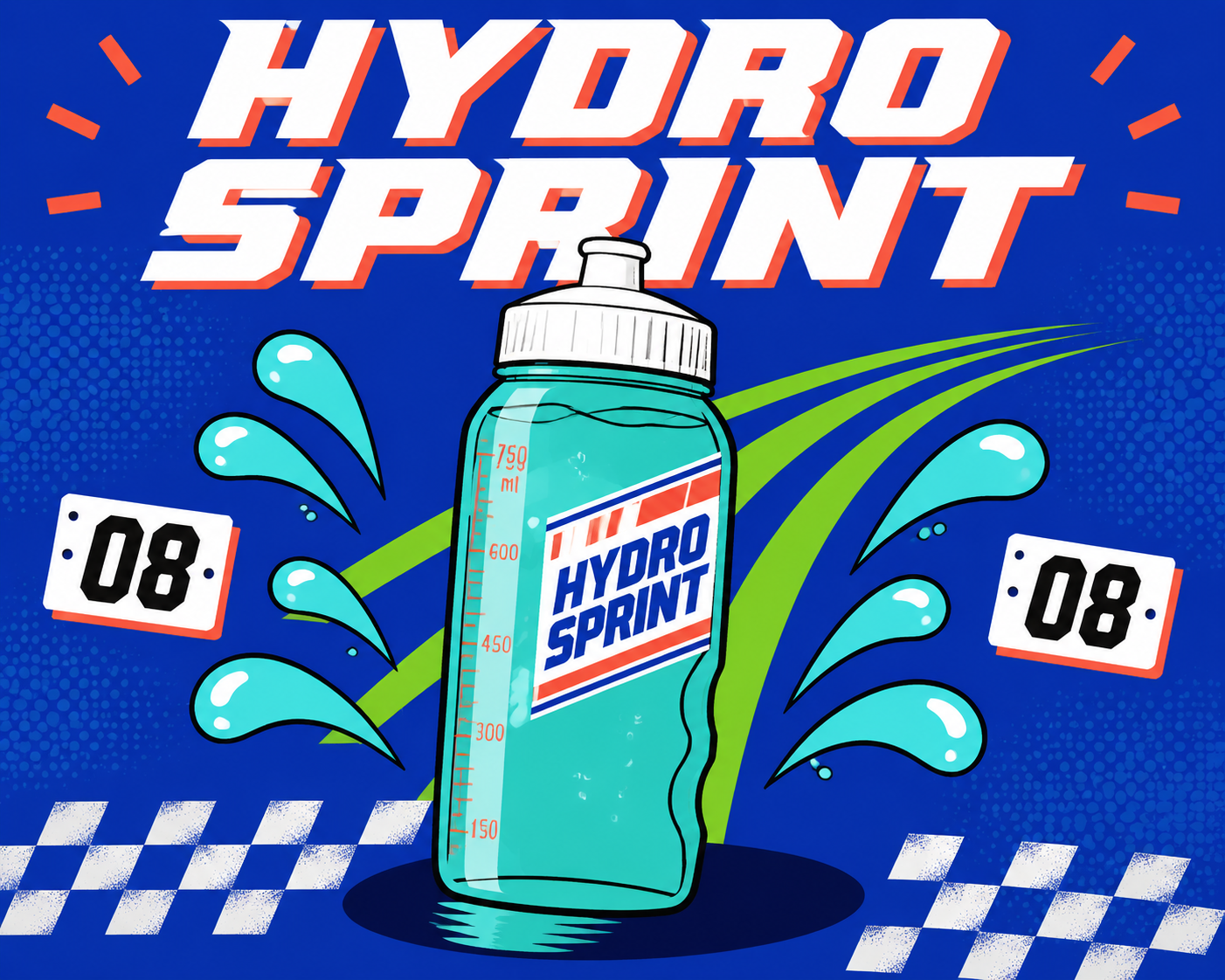 Image to PSD example showing a retro sports bottle poster separated into six layers